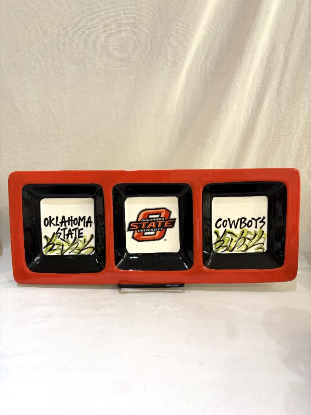 Oklahoma State Cowboys Divided Ceramic Serving Bowl Tray Magnolia Lane